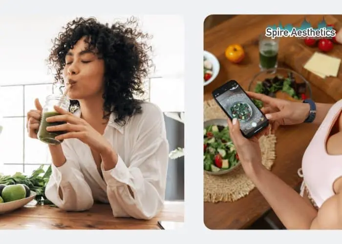 Image of woman looking into her diet and fat freezing Dorchester to improve her health